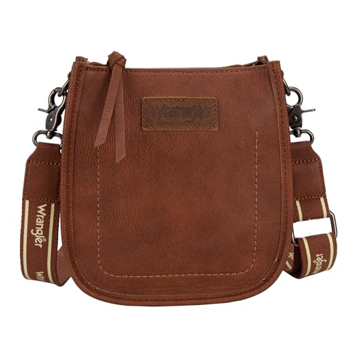 Image of Wrangler Small Crossbody Bag for Women Western Shoulder Purse with Adjustable Strap, Brown