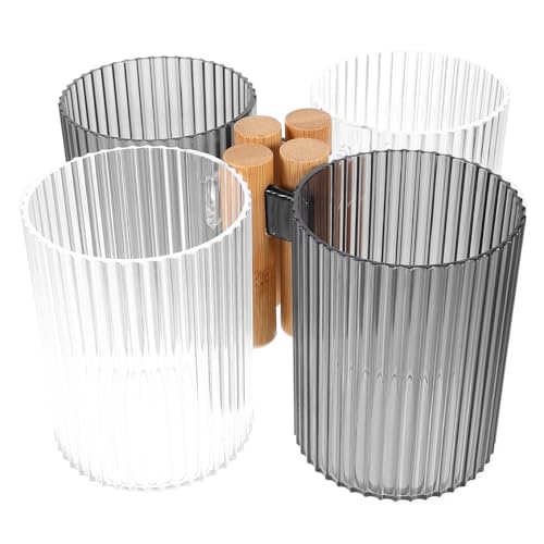 HOOTNEE Toothbrush Cup Set Reusable Plastic Mouthwash Cup 4pcs Toothbrush Holder for Bathroom