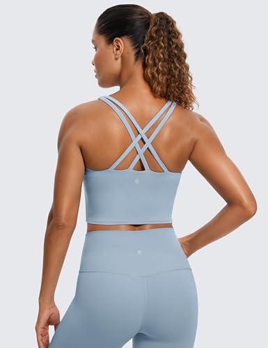 Image of CRZ YOGA Womens Butterluxe Strappy Longline Sports Bra - Padded Criss Cross Yoga Workout Crop Tank Tops