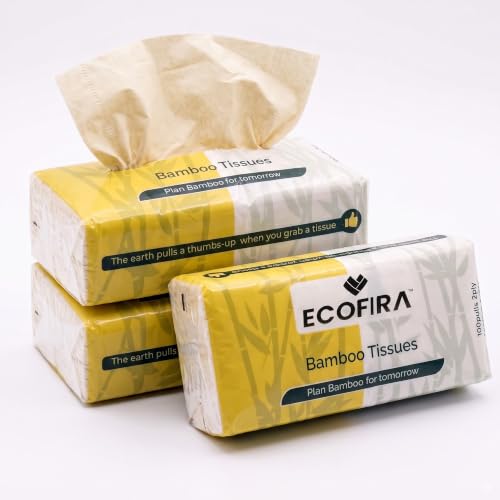 Image of Bamboo Facial Tissues 100 Pulls (Pack of 3) | 300 Pulls 2-Ply | Unbleached Tissue Paper | Super Soft, Strong & Highly Absorbent | 100% Natural & Eco Friendly Tissue Napkins