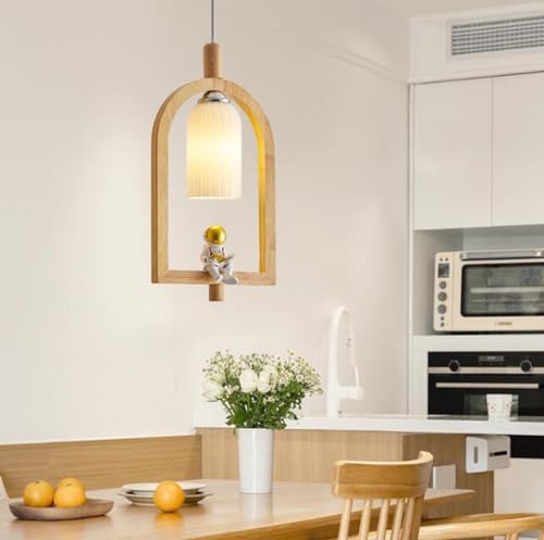 Plafonnier E27 chambre et salon en bois au design moderne 23cm