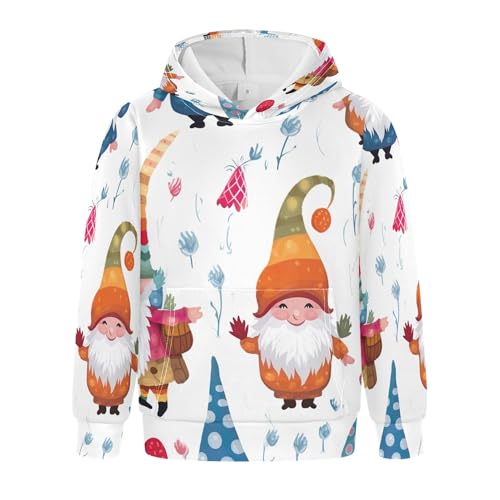 Kids Hoodies Sweaters Christmas Gnome Dwarfs Hooded Sweatshirts with Big Pockets for Boys Girls B0400012
