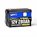 WattCycle 12V 280Ah(300Ah) LiFePO4 Lithium Battery with Bluetooth, Mini Size, Built-in 200A BMS, EVE A+ Rated Cells, Low Temperature Protection, 15,000+ Cycles for RVs, Solar Energy Storage