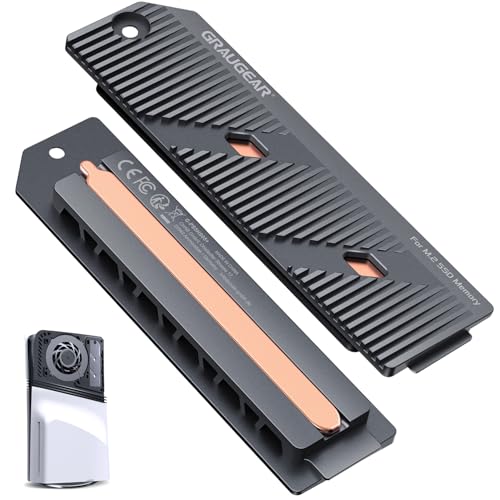 GRAUGEAR PS5 Pro/PS5 Slim M.2 SSD disipador de calor con tubo de calor, tubo de calor de cobre integrado y aletas de aluminio para refrigeración de alta eficiencia, compatible con NVMe SSD Upgrade