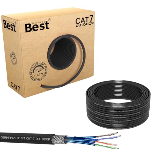 Germany B.e.s.t Cat 7 Verlegekabel Erdkabel Netzwerkkabel Datenkabel Schwarz Outdoor UV Au&szlig;en 50m