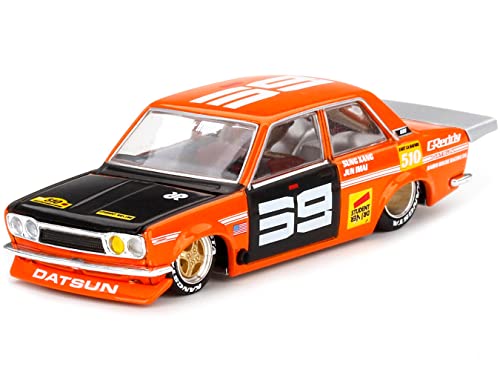 Miniatura Datsun 510 Pro Street 1:64 naranja y negro miniatura 1