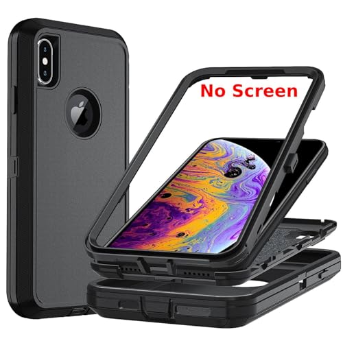 Ylzhe for iPhone X Case/iPhone Xs Case, 3-Layer Durable Phone Case Heavy Duty Protection Phone Case Cover, Shockproof Dropproof Dust-Proof for iPhone X/XS Black