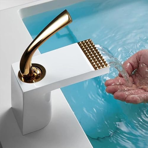 Robinet cascade salle de bain mitigeur levier unique laiton évier eau chaude froide - 3