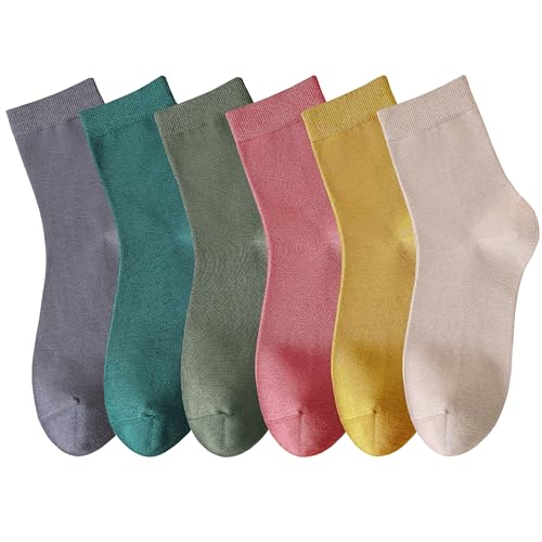Image of MAGIARTE Womens Mini Crew Cotton Socks,6 Pairs