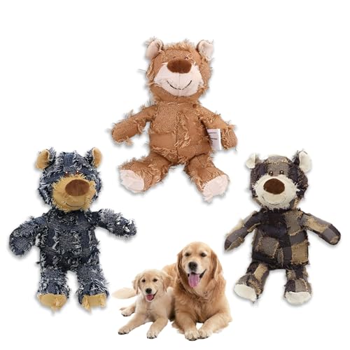 Image of Dog Companion For Heavy Chewers-New Indestructible Robust Bear Dog Toy, Resistant Squeaky Dog ToysFor Heavy Chewers , Unbreakable Stuffed Plush Dog Toys For Aggressive Chewers (G-Navy+Oak+Purple)