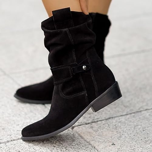 Bottines noires à talon épais pour l'hiver
