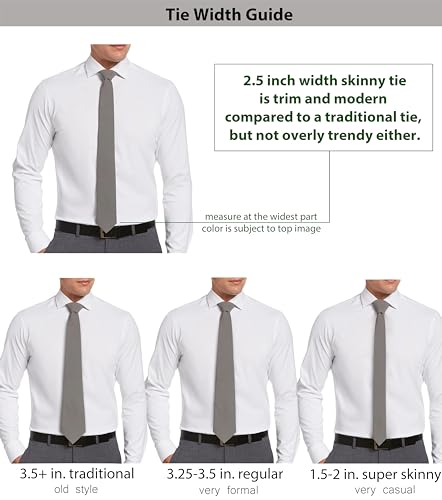 Skinny Ties for Men, Solid Color 2.5 inch Slim Neckties 1 or 5 Pack Plain Tie
