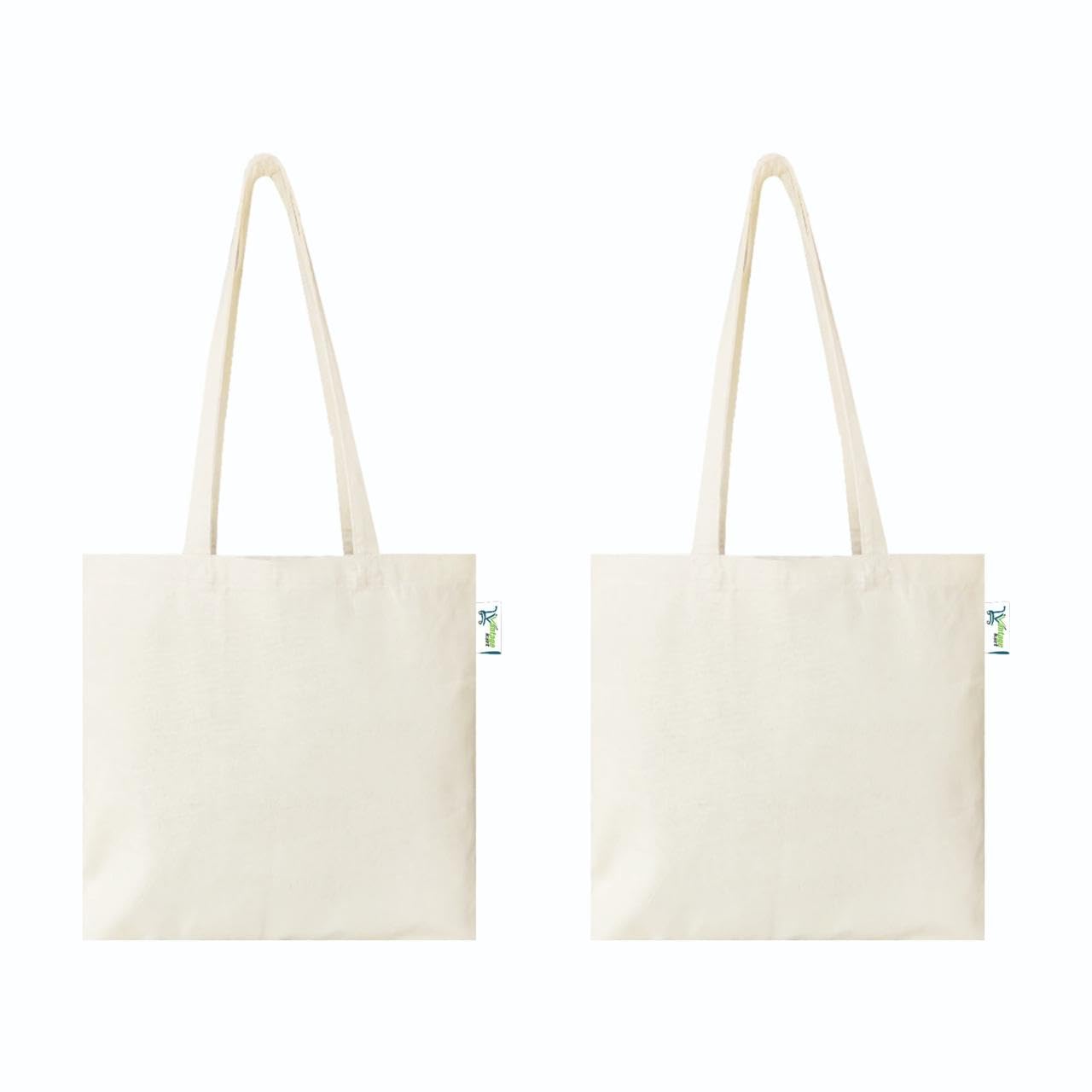 10 oz 16 x 16 Square Beige Cotton Plain Tote Shopping Bags | Heavy Duty, Washable, Eco Friendly Canvas Tote Bag – Set of 2