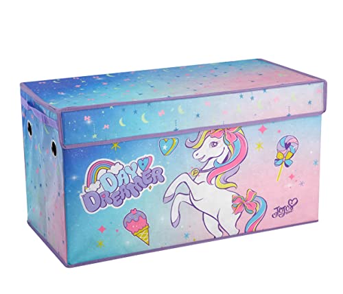 Image of Idea Nuova JoJo Siwa Unicorn Bow Day Dreamer Collapsible Children's Storage Trunk, Durable with Soft Lid, 28.5 inchx14.5 inchx16 inch