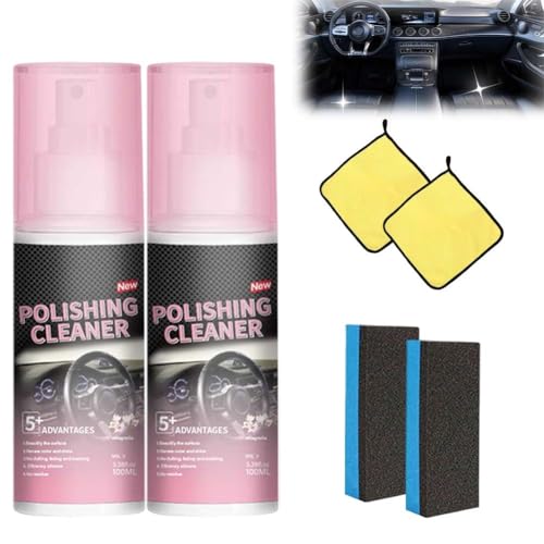 Spray Nettoyant Lustrant pour Intérieur de Voiture, Nettoyant Multi-usages pour Voiture, 100 Ml, Protecteur et Habillage, pour Une Rénovation Complète de L'intérieur de Votre(2pcs)