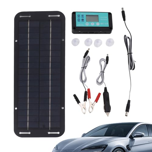 Caricabatterie solare - Mantenitore portatile per da auto kit pannello 12 V 24 V Accessorio di ricarica del veicolo con regolatore per camion moto Snowmobile RV Trattore Power Backup