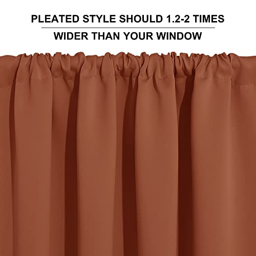 RYB HOME Orange Window Curtains 95 inches Length, Energy Efficient Rod Pocket Drapes Privacy Covers for Sliding Glass Door Home Office, W52 x L95 inch, 2 Panels, Burnt Orange