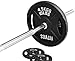 Fitvids Signature Fitness Cast Iron Standard Weight Plates Including 5FT Standard Barbell with Star Locks – 45-Pound Set (35 Pounds Plates + 10 Pounds Barbell) – Style #2 – Black
