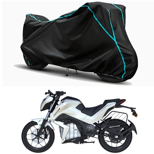 Image of Waterproof Bike Body Cover Compatible for | Tork Kratos R | Taffeta Fabric, Sky Piping Design, Bottom Elastic Fit | Dustproof, Sun UV & Rain Protection for All Weather.