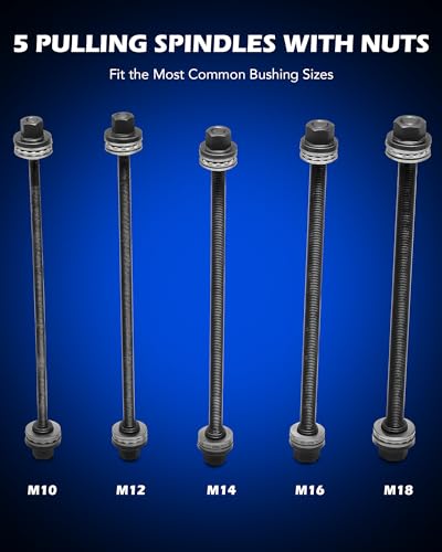 Image of Orion Motor Tech Bushing Press Kit, 27pc Pull and Press Sleeve Kit for Most LCV HGV Engine Cars Vehicles, Universal Seal Bearing Bushing Removal Installation Tool Kit 5 Pulling Spindles with Nuts Case