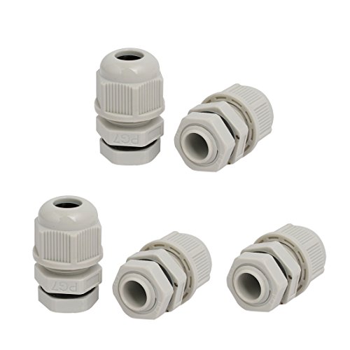 Aexit PG7 1.6mm-2.6mm Transmission Range Nylon 3 Holes Adjustable Cables Gland Connector Gray 5pcs