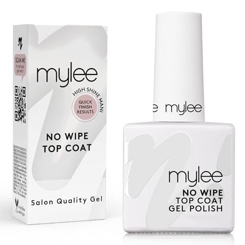 Mylee Top Coat Senza Dispersione per Smalto Gel Semipermanente 10ml - UV/LED Nail Art Manicure Pedicure, Lunga Durata, per Uso Professionale e Domestico, Vegan & Cruelty Free