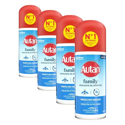 Autan Family Care Repelente - Protege de mosquitos, Spray en seco, Aerosol, 100ml (Paquete de 4)