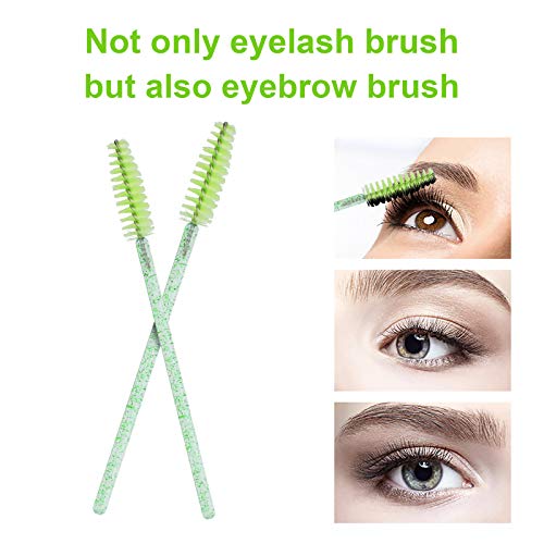 Image of CHEFBEE 100PCS Disposable Eyelash Spoolies Brush with Container, Green
