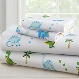 Wildkin 100% Cotton Full Sheet Set – Soft & Cozy Bed Sheets - Dinosaur Land
