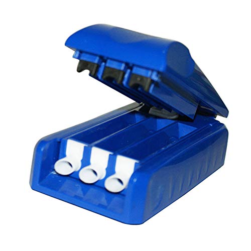 Asdomo máquina de Liar Cigarrillos, Tres Tubos manuales para Cigarrillos y Tabaco, máquina de llenado u0096 Inyector/Relleno de Tabaco rodante, Azul (Azul) - Y12591469CH5B20