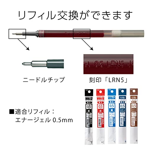 Pentel Energel Boligrafo Rojo 0.5 mm Cuerpo Plata miniatura 7