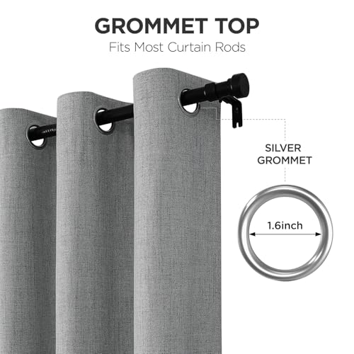 Image of Joydeco Light Grey Blackout Curtains 84 Inches Long, Curtains 84 Inch Length 1 Panel for Bedroom, Thermal Insulated Linen Black Out Curtains with Grommets(100x84, Light Grey)