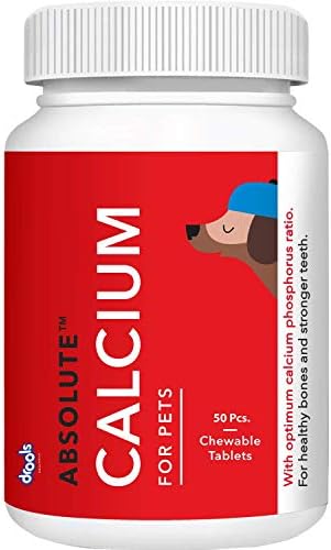 Drools Absolute Skin + Coat Tablet- Dog Supplement, 50 Pcs & Drools Absolute Calcium Tablet- Dog Supplement, 50 Pieces