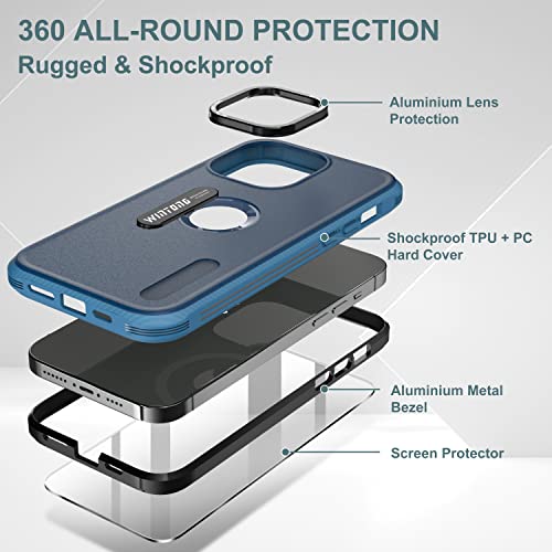 WINTONG Magnetic Case Compatible with iPhone 13 Pro, Military Grade Drop Protection, Full-Body Shockproof Rugged Protective Cover, Heavy Duty Bumper Case for iPhone 13 Pro 6.1", Blue - image 2