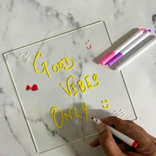 Zesta 3D Acrylic Writing Pad with LED Light & Pen – Glow Art Message Board | Aesthetic Desk Decor | Unique Gift for Men, Girls, Teens, Students | Cool Gadgets & Stationery Items (20X20 Cms)