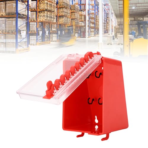 Lockout Tagout Cabinet Lockout with 8 Hole Positions Hanging and Transparent Panel,4.72 x 3.86 x 7.09in Safety Lockout Box Tagout Box Portable Wall Mount for Factory