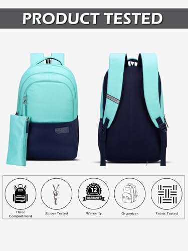Image of Lavie Sport Akron 35L M.Blue-Blue Backpack | Fits Upto 15 Inch Laptop | Organizer & Bottle Holder |Rain Cover |Pencil Pouch | Gift for Men, Women, Boys, Girls | Laptop Sleeve for School & College