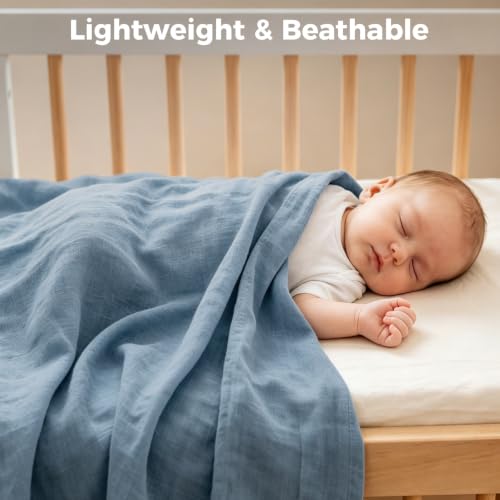 Image of Muslin Swaddle Blankets for Baby Boys and Girls, 2-Pack Breathable Soft Receiving Blanket Wrap, Baby Essentials, Registry & Gift, 47 x 47 inches Pink