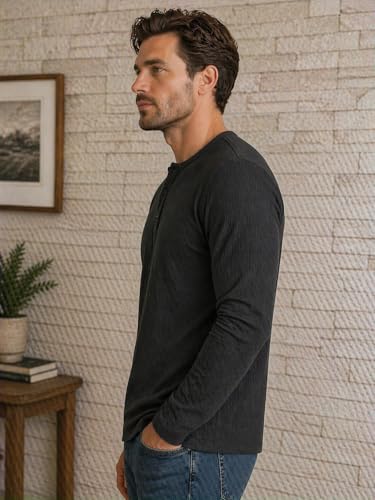 Image of FN3 Men's Premium Waffle Knit Henley Tshirt for Men