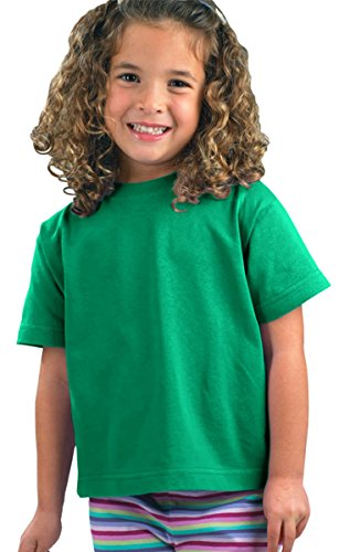 Rabbit Skins Baby Girl's Ribbed Crewneck Bottom Hem T-Shirt, 5/6, Kelly