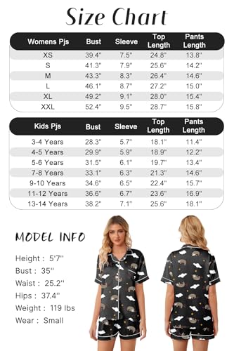 Image of Girls & Womens Satin Pajamas Set, Silk Button-Down Sleepwear 2 Piece Nightwear, 3 Years - Women XXL