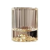 GLigeT Jugos Vasos de whisky lujo con rayas verticales, relieve 3D cabeza león, base gruesa, estilo Old Fashioned, 150 ml Soda(Gold)