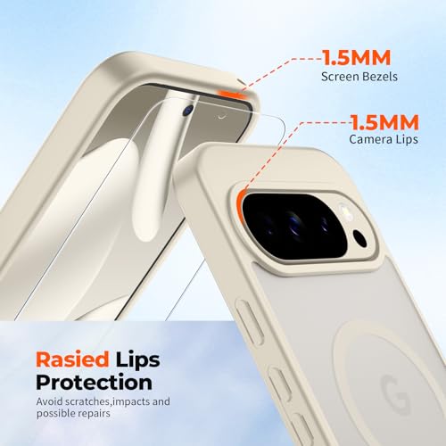 Image of SUPFINE Magnetic for Google Pixel 10 Pro Case /Pixel 10 Case with Screen Protector, (Built-in Magnets) ((Military Grade Drop Protection) Slim Translucent Shockproof Phone Case,Stone