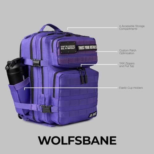 Image of WOLFpak 25L Athletic Gym Backpack - Durable 1000D Waterproof Oxford Material with MOLLE Webbing, Laptop Pocket