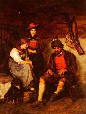 GFM Painting Reproducción de pintura al óleo pintada a mano de El jugador de limón en el ALM,Pintura al óleo por Franz Von Defregger - 72 by 96 pulgadas