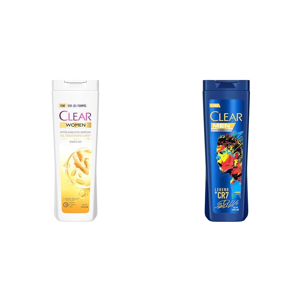 Clear Women Saç Dökülmesine Karşı Zencefil Özü Kepeğe Karşı Etkili Şampuan 350 ml(1) Clear Men Kepeğe Karşı Etkili Şampuan Legend By CR7 Cristiano Ronaldo 350 ml(2)