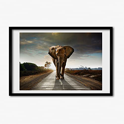 Cadre en bois décoratif Tulup 60x40 cm Słoń tableau moderne de haute qualité