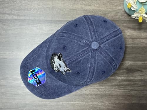 Image of Opossum Possum Hat for Men Women, Embroidered Adjustable Dad Cap | Animal Lover Gift Idea, Outdoor Casual Wear Cap, Soft Washed Cotton, Adjustable Fit Closure