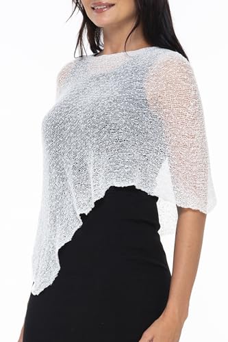 Image of SHU-SHI Womens Sheer Knit Poncho Shrug Lightweight Cover Up One Size Fits Most