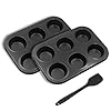 Bakexcel Non-Stick Muffin Pans, 6-Cup Standard Baking Pans Set of 2 with a Scraper for Perfect Muffins & Cupcakes
